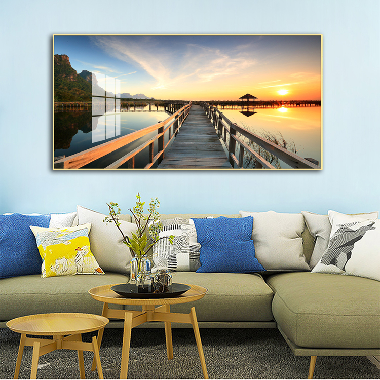 Wall Arts Decorative Crystal Porcelain Canvas Home Living Room Decor Decor Sunset Frame Modern Pop Seascape Landscape Paintings