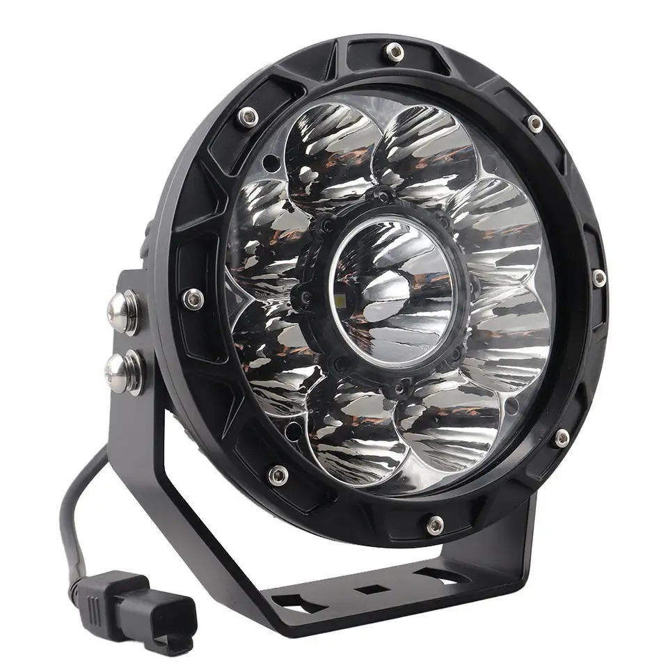 Kualitas Tinggi 9 LED Lampu Kerja Faros Led Round Truk 4X4 Sistem Pencahayaan 9-36V Spot Lampu Led untuk Jeep Wrangler Mobil Off Road