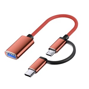 <strong>Factory</strong> Direct New Condition Nylon USB-C Adapter Cable 2-in-1 Type C + Micro OTG Converter with AC <strong>Output</strong> for Android <strong>Devices</strong> - Product Image 1