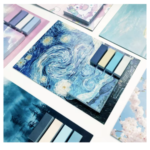 创意油画系列学校学生块便签景观批发记事本索引标签文具定制 - Product Image 1