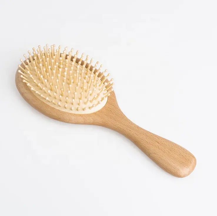 LOGO Cojín y paleta Desenredante Cerdas naturales Cepillo masajeador de cuero cabelludo Peine de masaje de bambú natural Cepillo de pelo de madera