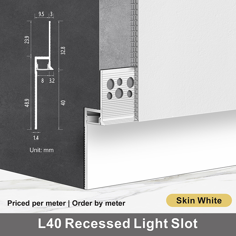 L40 Ranura para luz empotrada / Blanco piel / 1m