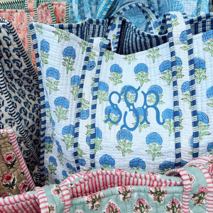 Bán Buôn Phụ Nữ Sọc Mua Sắm Vai Túi Vải Tote Monogram Chăn Hoa Thiết Kế Tote Túi - Product Image 3