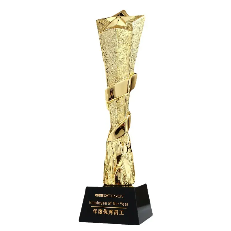 Resina oro argento bronzo stella con trofeo premio base in cristallo nero MH-NJ0259