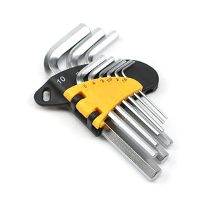 9pcs 1.5 2 2.5 3 4 5 6 8 10mm CRV Flat Head <strong>Hex</strong> <strong>Key</strong> Wrench Set - Product Image 1