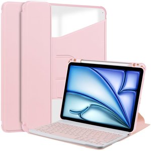 360旋转新键盘外壳，适用于iPad Air11 11英寸2025透明背面防震平板电脑外壳 - Product Image 1