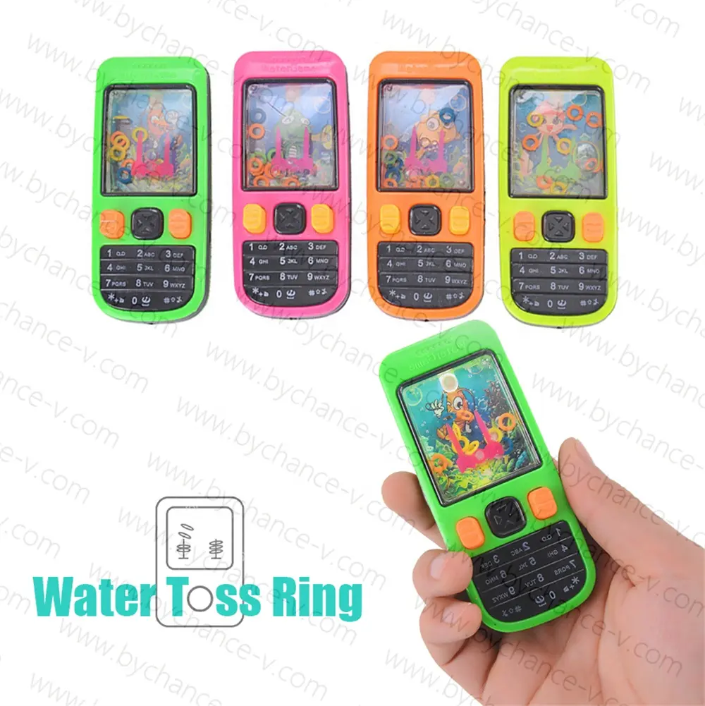 80s classical retro toy funny cheap toy Mobile phone shape Water Ring Toss Handheld Aqua Game toy free gift for Children