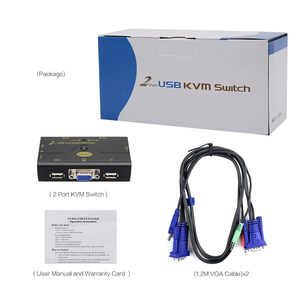 Jidetech高品质2端口USB 2.0 VGA KVM交换机2 VGA输入Kvm交换机双显示器显示端口