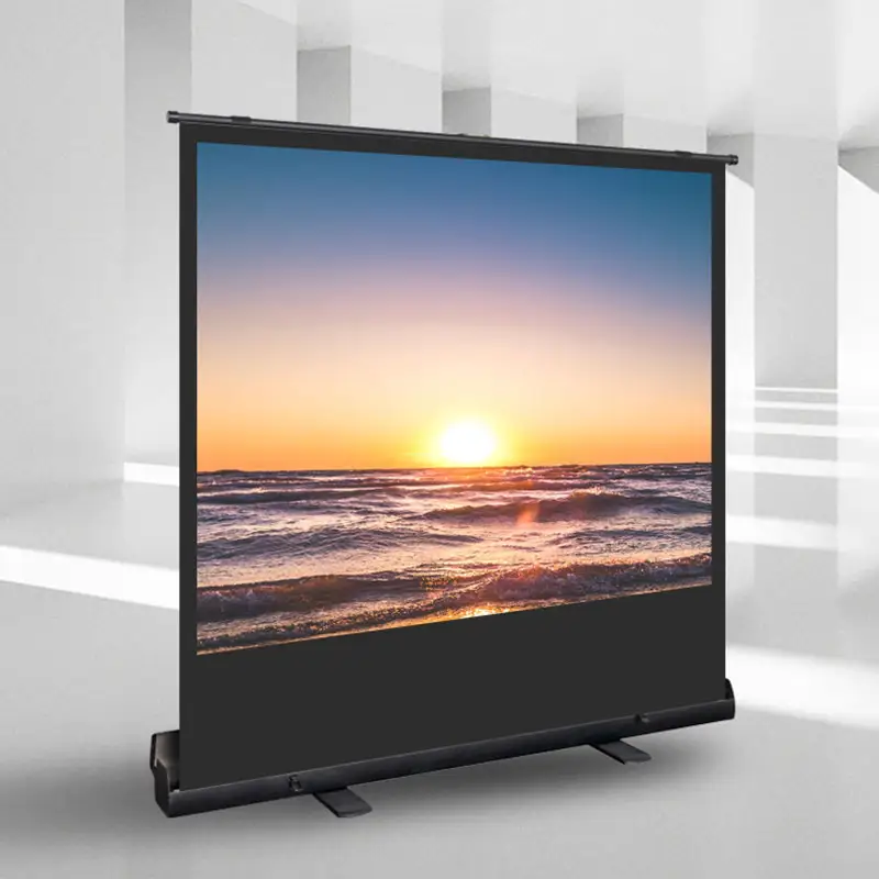 شاشة 4K HD محمولة 60-inch مواد زجاجية مرتفعة للأرضية شاشات قابلة للسحب