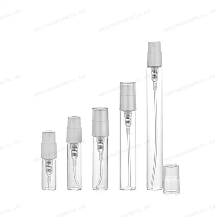 Vente en gros de mini flacons en verre transparents de 1ml 2ml 3ml 5ml vides flacons de parfum d'huile essentielle rechargeables pour les tests d'échantillons cosmétiques