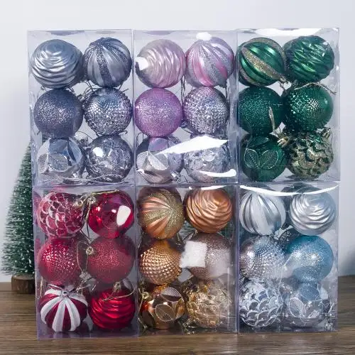 Enfeites de madeira para decoração de natal, ornamento redondo feito à mão, durável, bola de natal, 55mm 12 pçs/caixa 740227