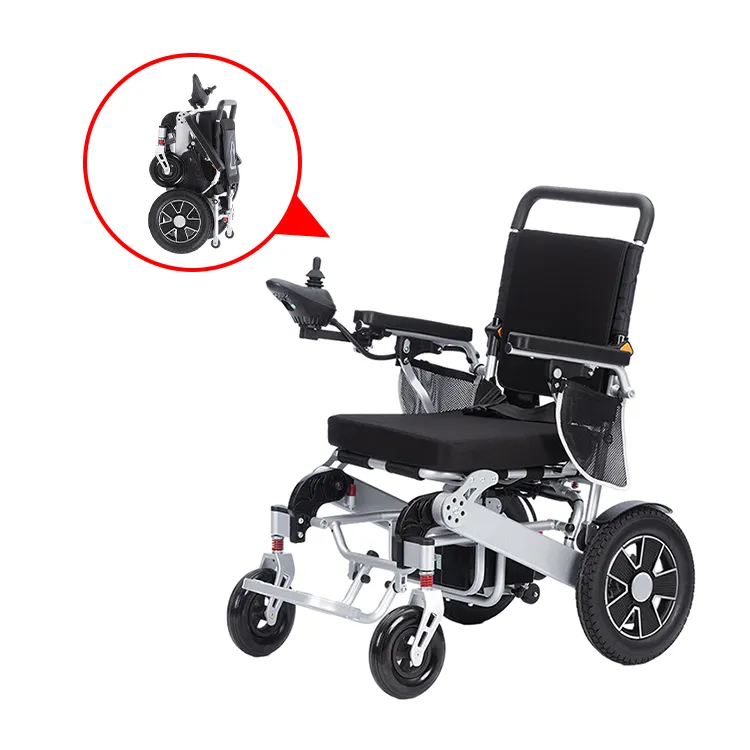 Hot bán tự động có thể gập lại bánh xe ghế xe lăn điện xách tay nhôm thép gấp xe lăn điện cho trọng lượng nhẹ