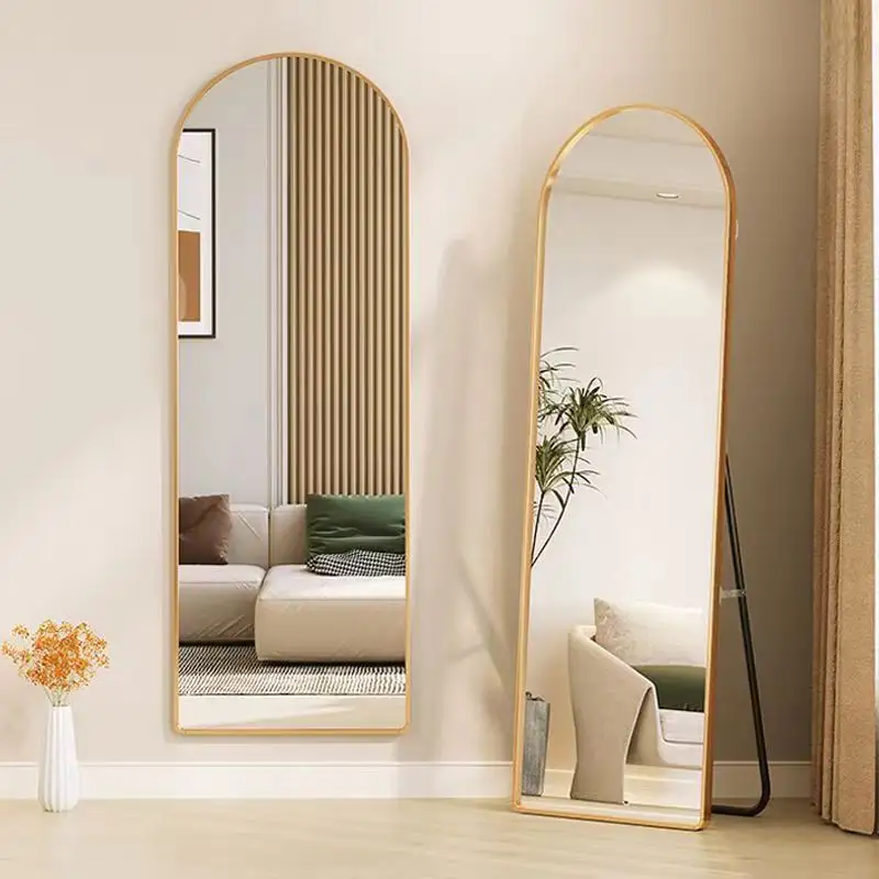 Lámina de cristal de espejo para decoración de pared, diseño moderno, personalizado, con arco de pie, longitud completa, para ducha y baño