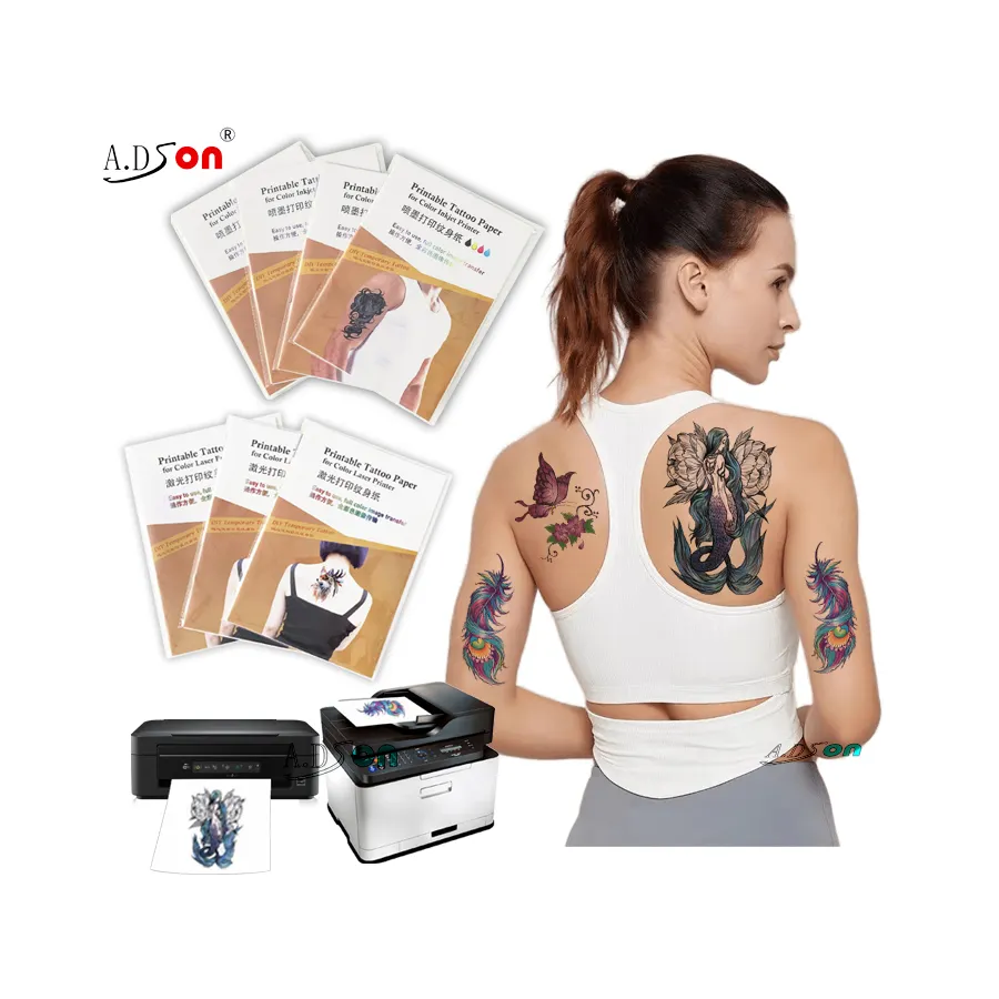 Papel de tatuagem temporária, impressão a laser impressão corporal papel de tatuagem diy temporária impressão em branco