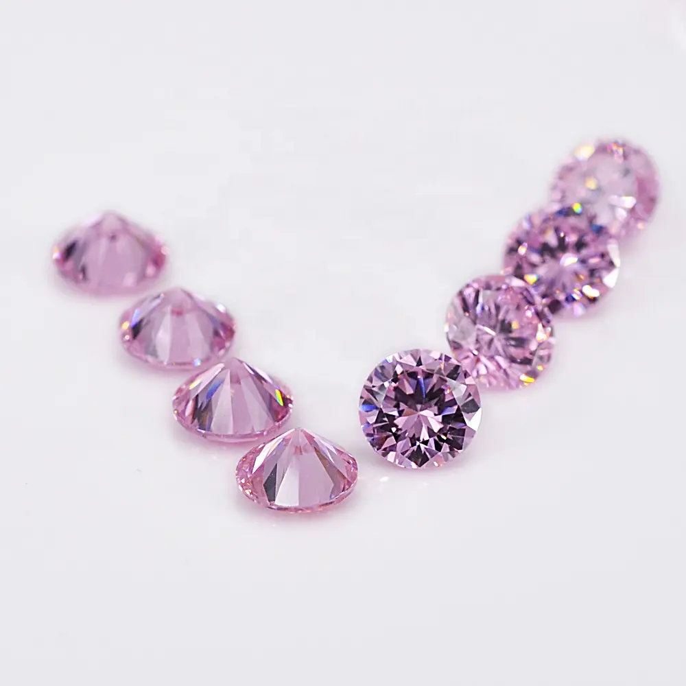Circonia cúbica para joyería, piedra de gran tamaño, Diamante redondo cortado, piedra sintética rosa, Gema
