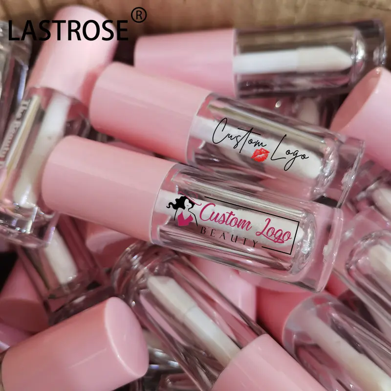 Grande pennello applicatore bacchetta lucidalabbra imballaggio tubi lucidalabbra 5ML rosa lucidalabbra contenitori vuoto tubo con il tuo Logo