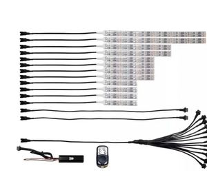 ชุดระบบไฟรถจักรยานยนต์14ชิ้นชุดไฟ LED สองแถว RGB หลากสี DV12 14ชิ้น