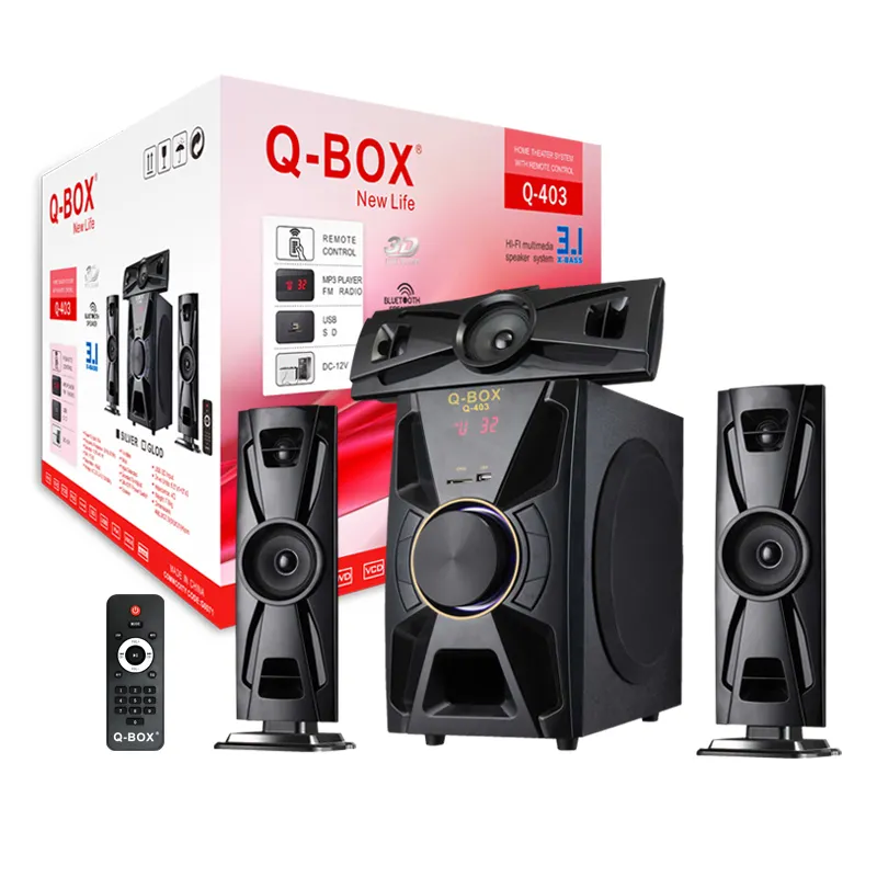 Q-BOX Q-403 جديد 3.1 ch مكبرات صوت 1000 يد رئيس مكبر صوت جهاز