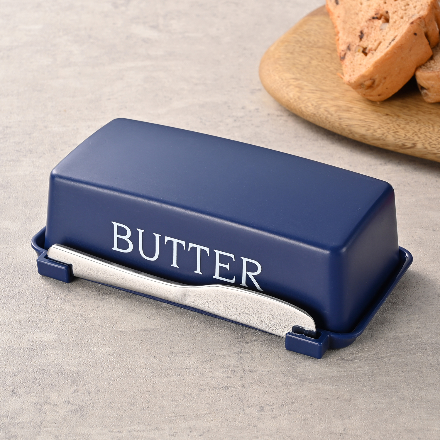 Boîte à beurre avec couteau à beurre (bleu foncé)