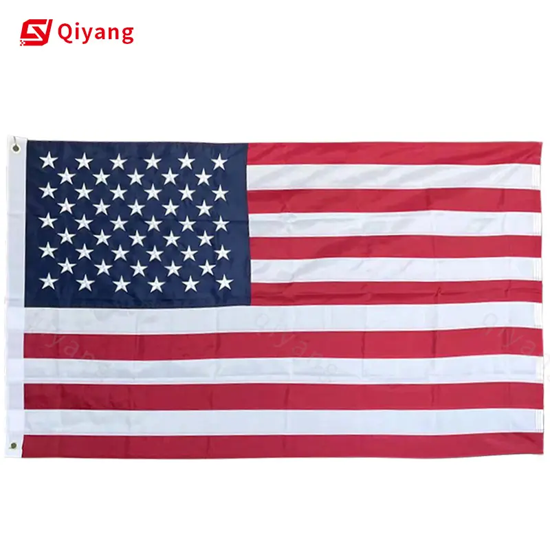High-Quality Premium Quality Embroidered Stars 150D Polyester USA American Flags For Outside