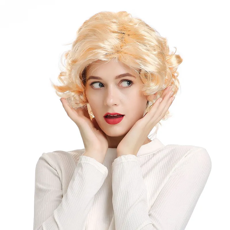 Nueva Peluca de estilo Bob de pelo corto de gran venta Marilyn Monroe Peluca de vestir de oro claro rendimiento