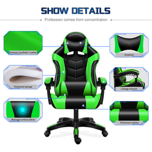 厂家直销廉价人体工程学高背黑色Sillas游戏玩家电脑赛车游戏椅 - Product Image 3