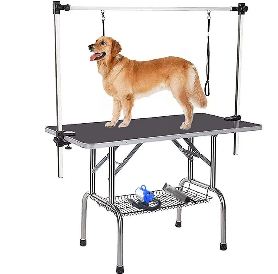 Köpek Pet bakım masası büyük köpekler için ayarlanabilir yükseklik ağır hizmet tipi taşınabilir kırpma kurutma masa