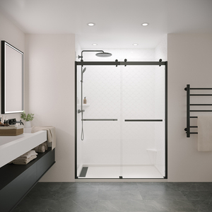 Porte de douche coulissante en verre sans cadre avec poignée Stock aux USA Salle de bain