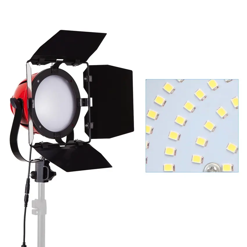 Luz led de cabeza roja para estudio de fotografía, iluminación de vídeo continuo superior, con atenuador de brillo, 65 w
