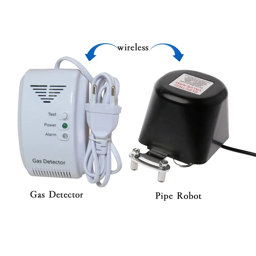 Rilevatore di perdite di Gas di carbone Wireless RF 433Mhz sicurezza domestica sensore di perdite di Gas naturale tagliato tramite Robot o elettrovalvola DN15