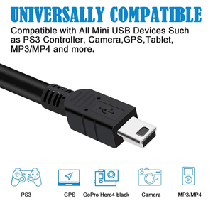 สายชาร์จข้อมูล USB 3A 5Pin มินิ USB 2.0ชนิดตัวผู้สาย mini USB 3A สายชาร์จเร็วถักเปีย - Product Image 2
