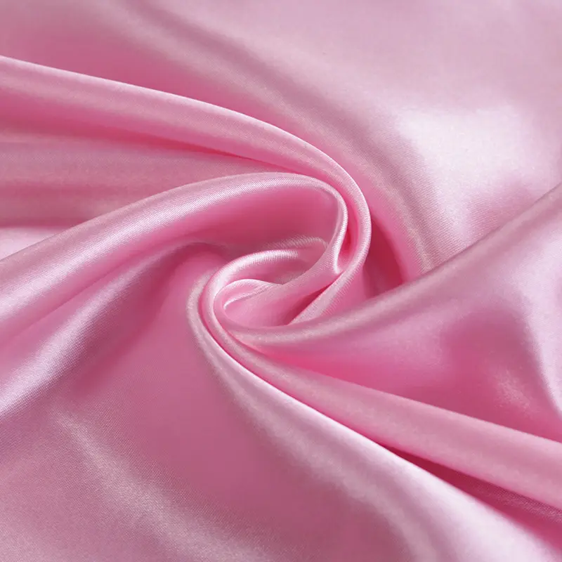 Ancho 150 cm liso perla hielo seda forro tela poliéster elástico sólido suave denso satén tela para decoraciones de cortinas de escenario