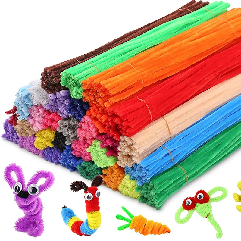 1000 Uds multicolor 3mm suave Fuzzy palos alambre chenille tallos artesanía limpiador de tuberías alambre giratorio hecho a mano para DIY artesanía Navidad