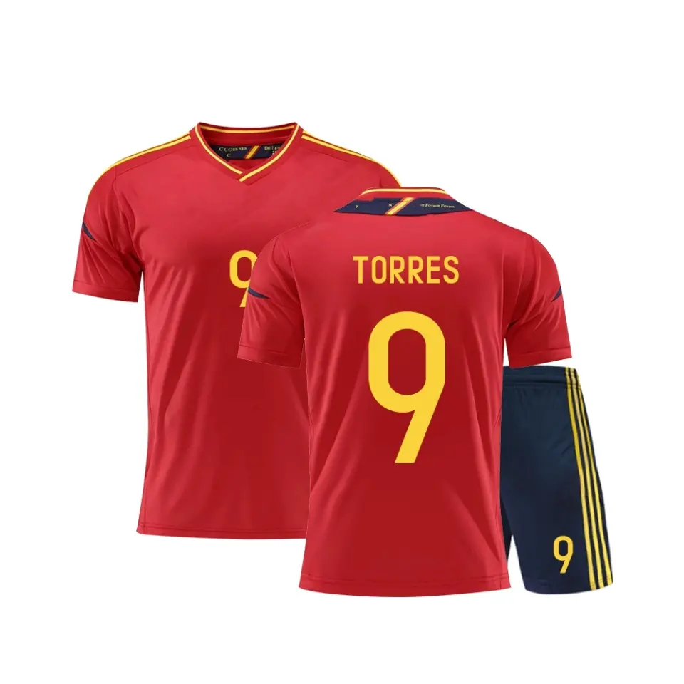 Conjunto de camiseta de fútbol retro española personalizada para hombre, uniforme de equipo, uniforme de entrenamiento