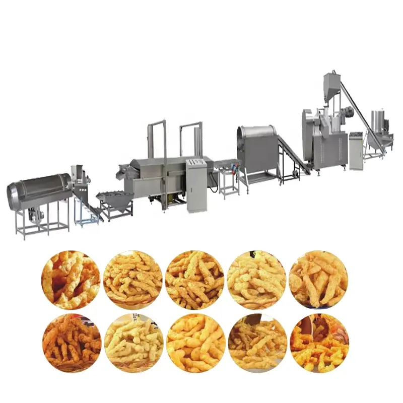 Factory produce puffed corn cheese ball snack food making production machine line