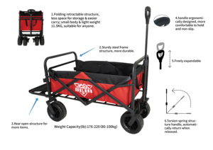 Vagón de playa, vagón de campamento, vagón plegable, carrito de campamento al aire libre, carrito de playa plegable - Product Image 3