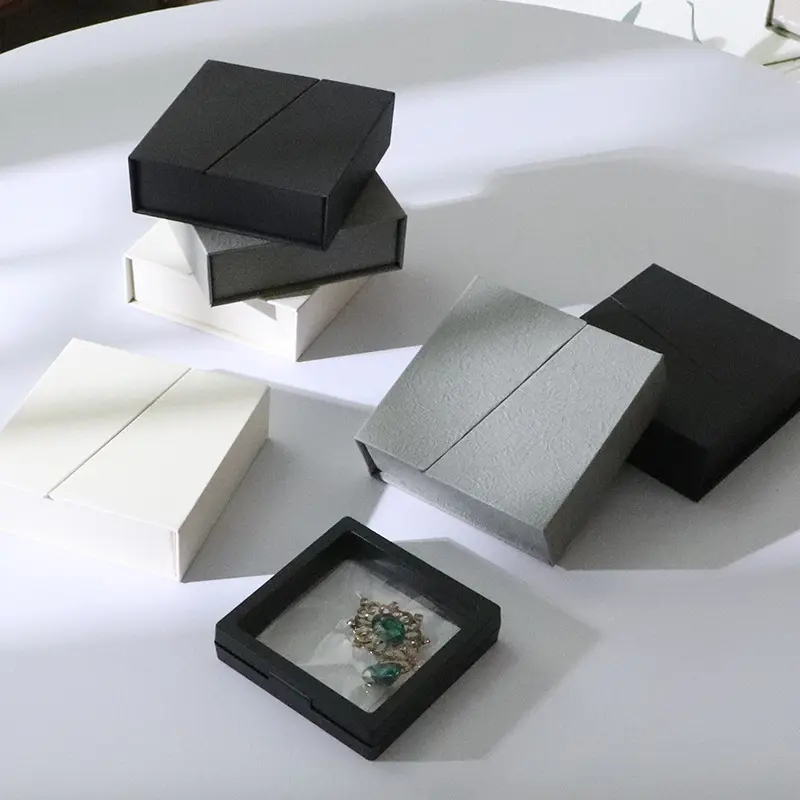 Grosir Pabrik OEM kotak PE mewah Magnet kertas Logo kustom kotak perhiasan pintu terbuka ganda untuk perhiasan kalung cincin gelang