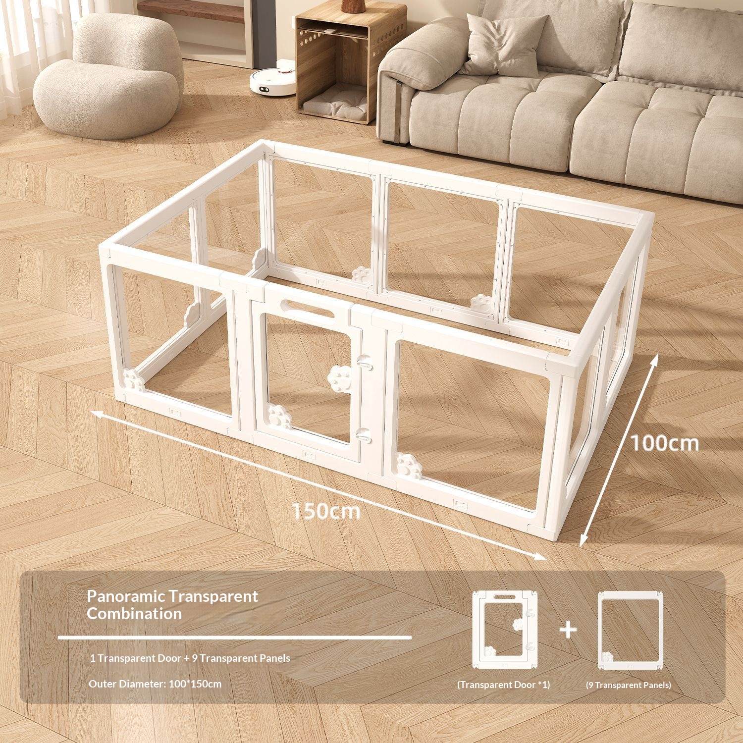 9 Panneaux Transparents 1 Porte 150*100*60CM