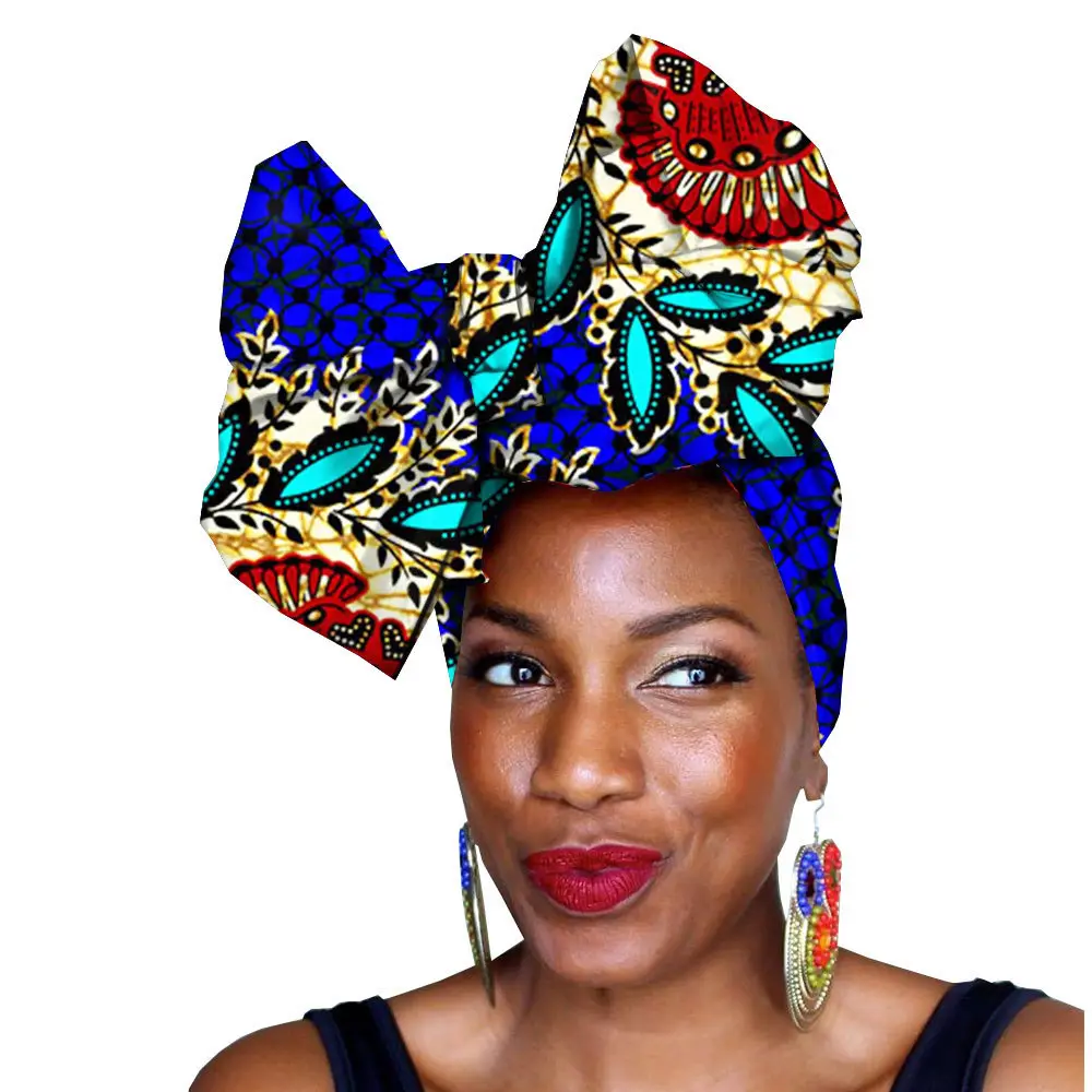 Yibaoli 헤드 랩 아프리카 인쇄 여성 turbans 아프리카 진짜 앙카라 왁스 코튼 여성 헤어 밴드