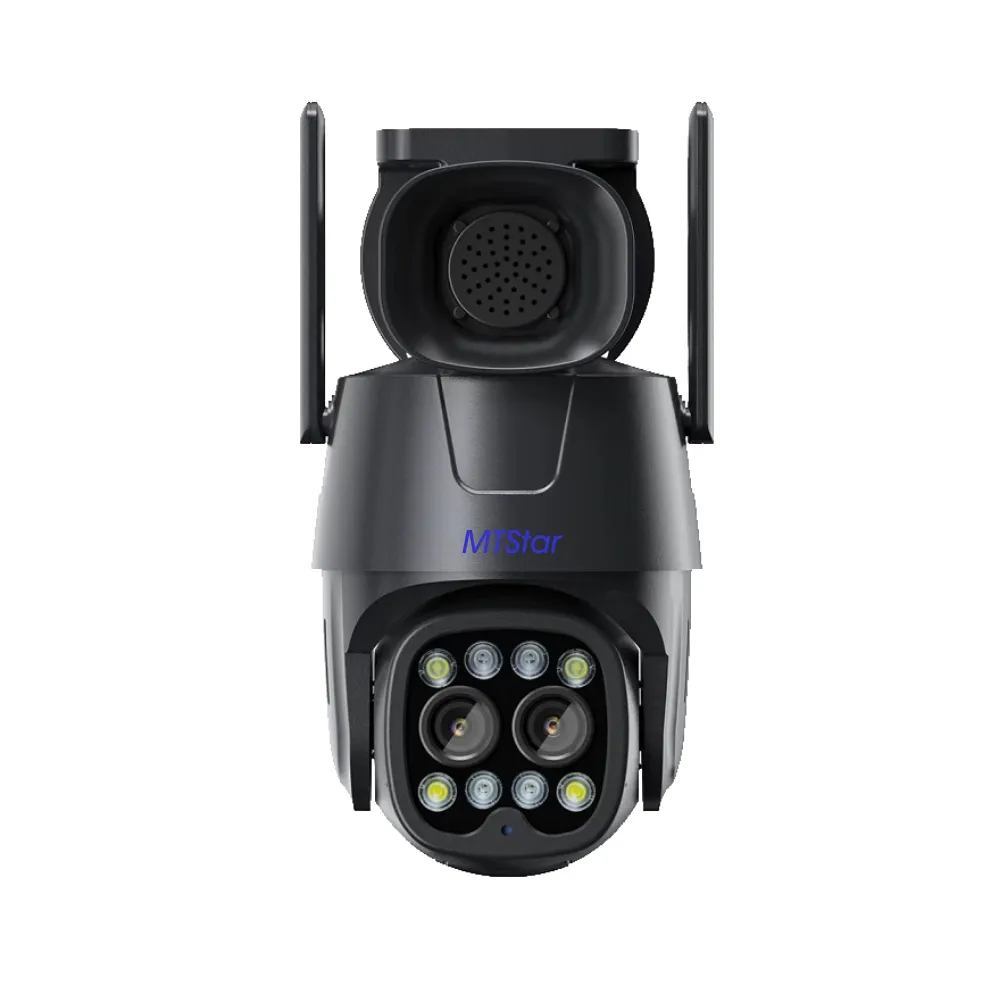 4mp + 4mp due lenti e sensore audio bidirezionale rilevamento umano monitoraggio interruttore manuale obiettivo visione notturna a colori P2P wifi telecamera ptz