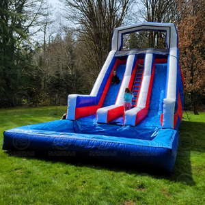 Tobogán de agua inflable palmera mármol azul Nip deslizamiento en un tobogán de agua con piscina para la venta - Product Image 1