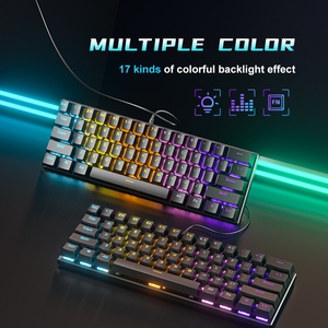 Teclado para juegos con interruptor azul 60 por ciento Gamer Teclado compacto 61 teclas Arco Iris retroiluminado ordenador PC con cable Teclado mecánico blanco - Product Image 2