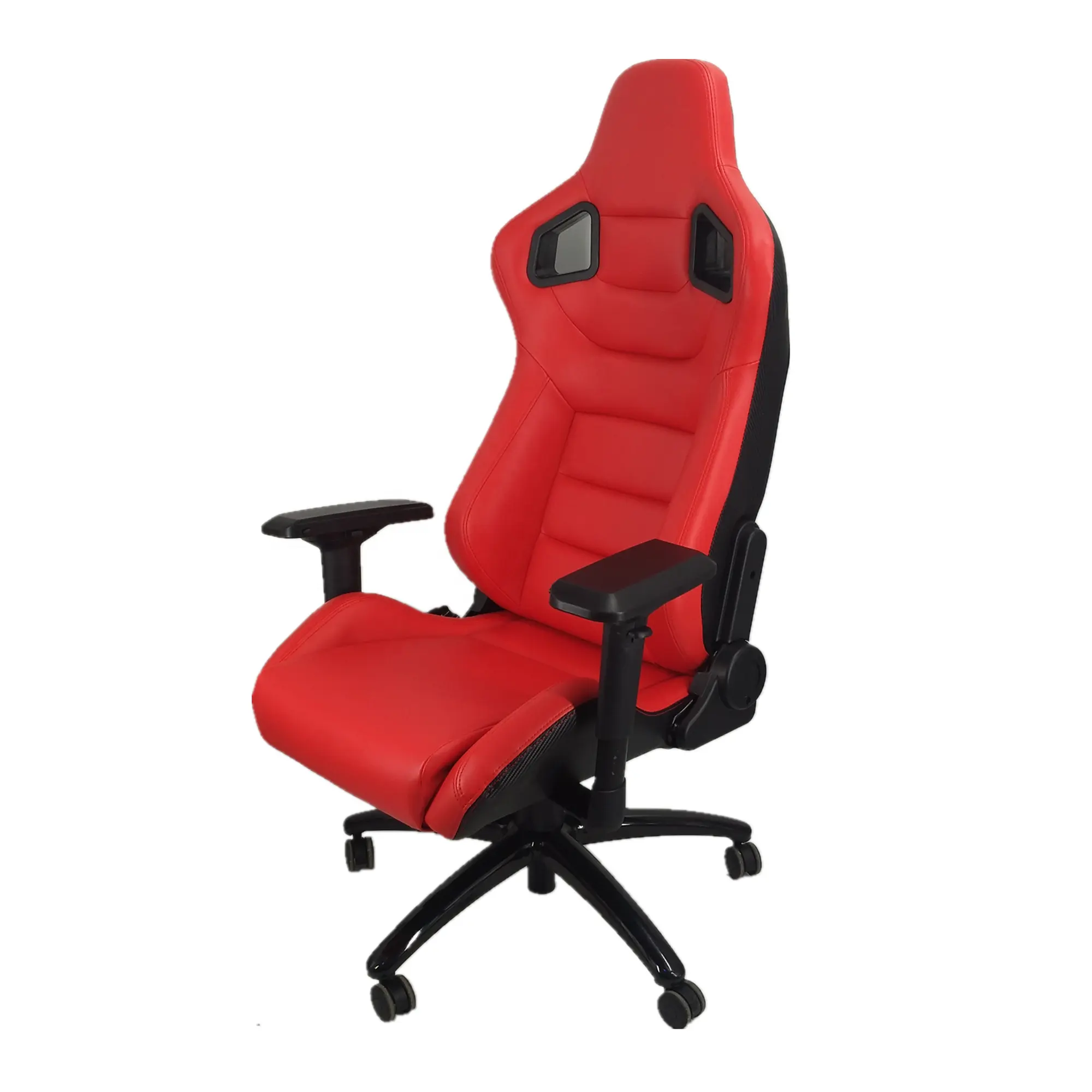 Yarış ofis koltuğu kırmızı PVC deri karbon bak ile 4D kol dayanağı oyun sandalyesi çin ofis mobilyaları kırmızı renk hakiki deri