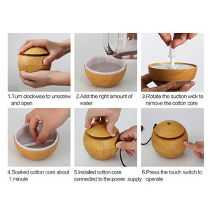 130Ml มินิไม้ Grain Ultrasonic Aroma Essential Oil Diffuser 7สีเปลี่ยนไฟ LED Night Light - Product Image 6
