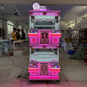 定制红色发光二极管塑料操纵杆四人迷你投币游戏双人拳击娃娃抓机商城娱乐在线 - Product Image 1
