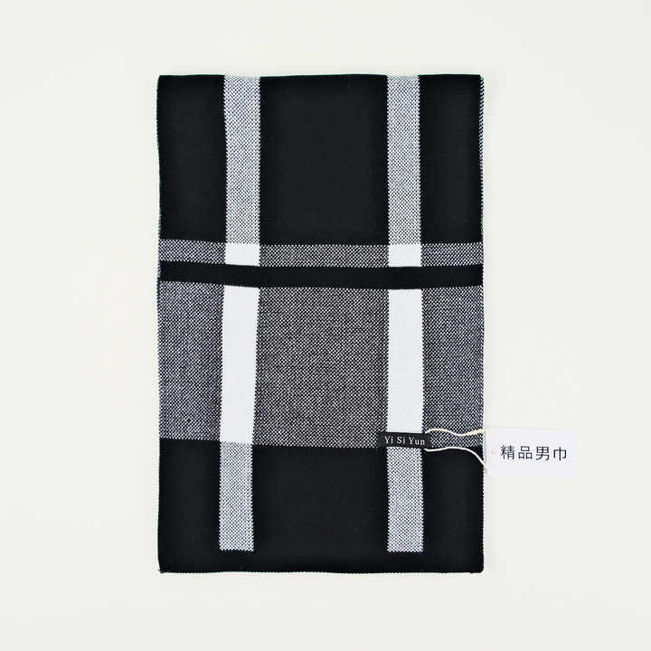 High Quality Soft Cashmere Feeling Long Fashion Men Thick Winter Pashmina Scarfs Wholesale Polyester Shawl With Short Tassels