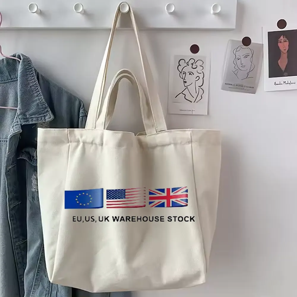 OEM&ODM individuell bedruckte recycle einfarbige bio-baumwoll-canvas-tote-tasche große wiederverwendbare canvas-baumwoll-einkaufstasche mit logo