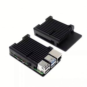 Para Raspberry Pi 4 3 Modelo B 3B Plus Funda de aluminio con ventilador de refrigeración dual Carcasa de carcasa de metal para RPI Raspberry Pi 4 3 Modelo