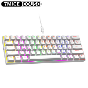Teclado para juegos con interruptor azul 60% Gamer Teclado compacto 61 LED retroiluminado Teclas mecánicas blancas Nuevo PC Teclado con cable para computadora con cable - Product Image 1