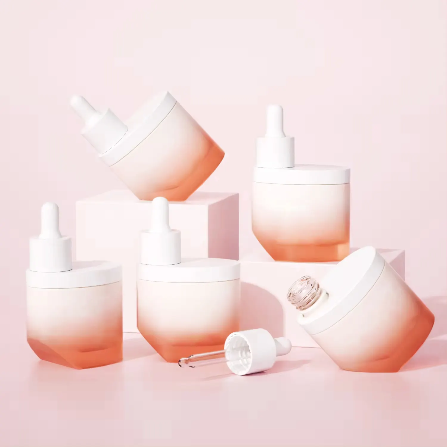 Formato su misura colorato Mini Skincare Packaging cosmetico contagocce profumo bottiglie di vetro